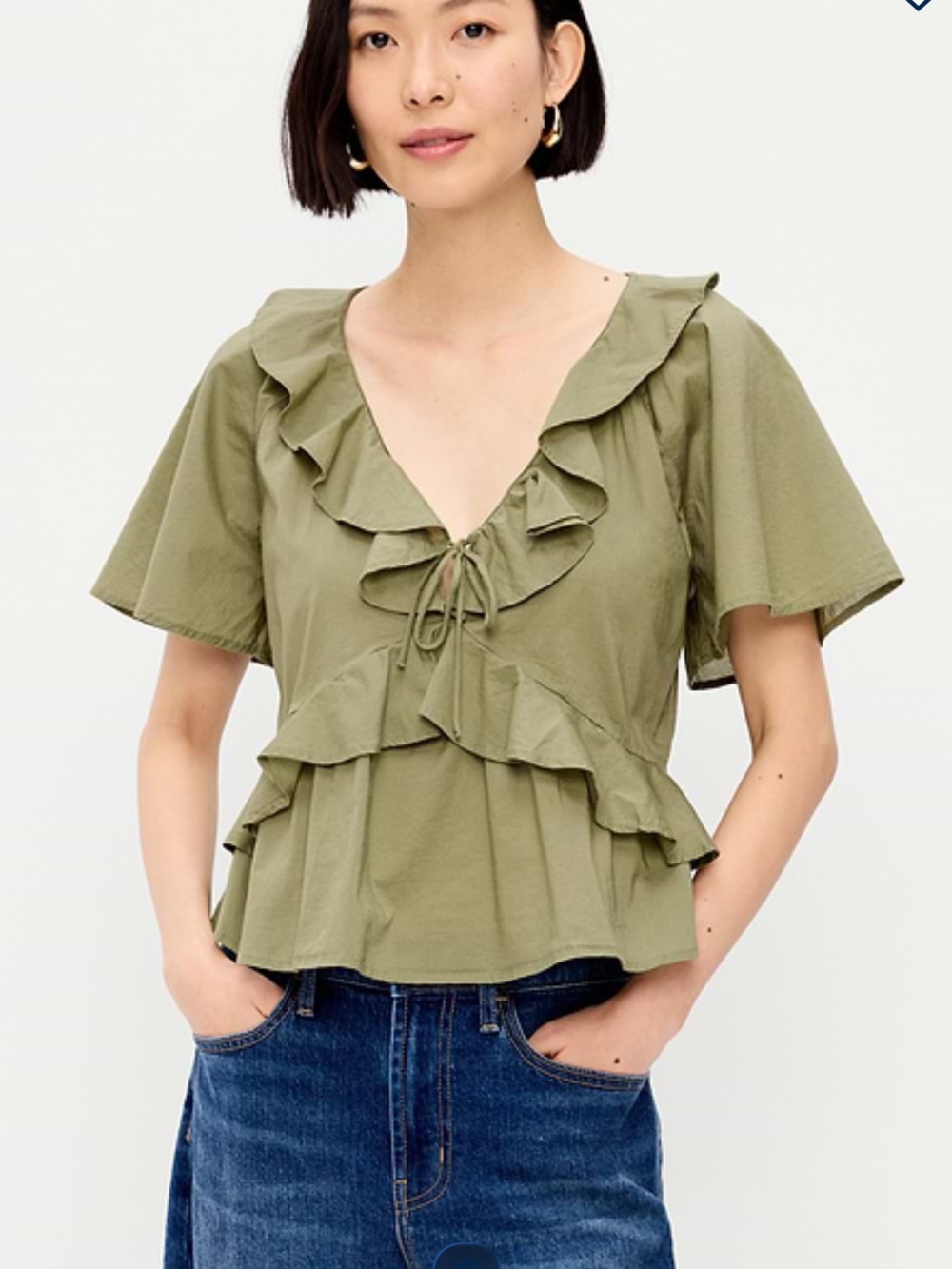 Old Navy ruffle tie front top